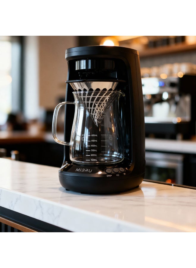 MIBRU 7-Cup Coffee Maker, Drip Coffee Machine, 0.65L Glass Carafe, 24-Hour Timer, Keep Warm Function, The control panel includes clear control buttons for operation, Auto Shut-Off, Boil Dry Protection, 0.65L 800 W MCM2561 Black - Image 4