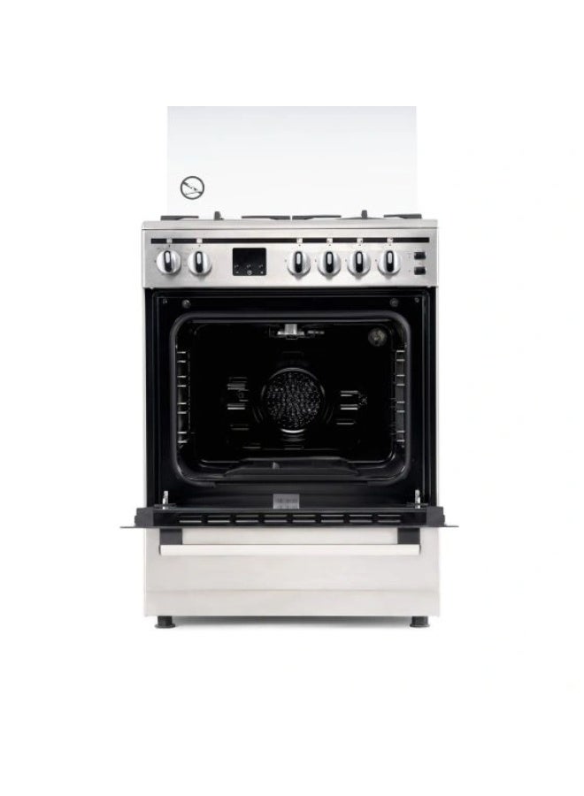 Terim TERFC66ST, 60 cm Cooking range with Convection Fan, Cast Iron Pan Supports, Digital Display, Self-Cleaning, Automatic Ignition, Made in Turkey, - Image 1