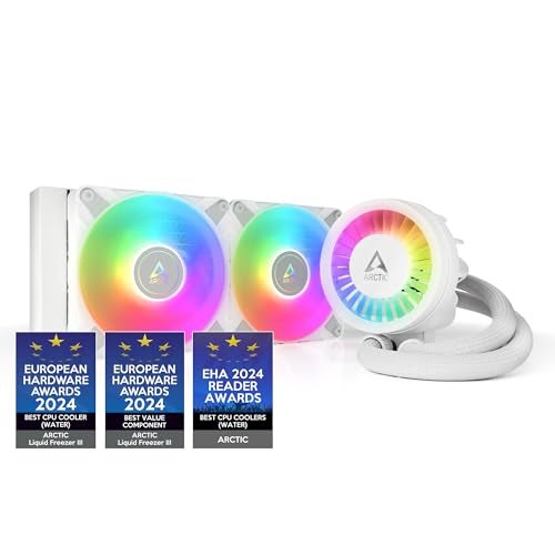 ARCTIC Liquid Freezer III 240 A-RGB - CPU AIO Water Cooler, Water Cooling PC, Intel & AMD, Efficient PWM-Controlled Pump, Fan: 200–2000 RPM, LGA1851 and LGA1700 Contact Frame - White - Image 1