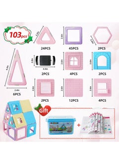 Magblock Magnetic Building Blocks Set, Upgraded Magnetic Tiles Toys For 3 4 5 6 7 8+ Year Old Girls, 103Pcs Magnet Toys For Toddlers Boys And Girls 3 5  - Image 2