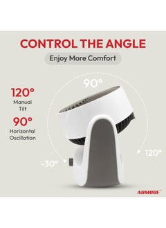 ADMORE 9" Table Fan | 3-Speed High-Velocity Oscillating Desk Fan | Powerful Cooling & Airflow | Sturdy Housing | Heavy-Duty Free-Stand Fan  - Image 5