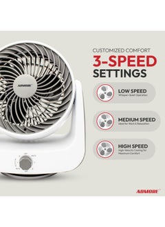 ADMORE 9" Table Fan | 3-Speed High-Velocity Oscillating Desk Fan | Powerful Cooling & Airflow | Sturdy Housing | Heavy-Duty Free-Stand Fan  - Image 3