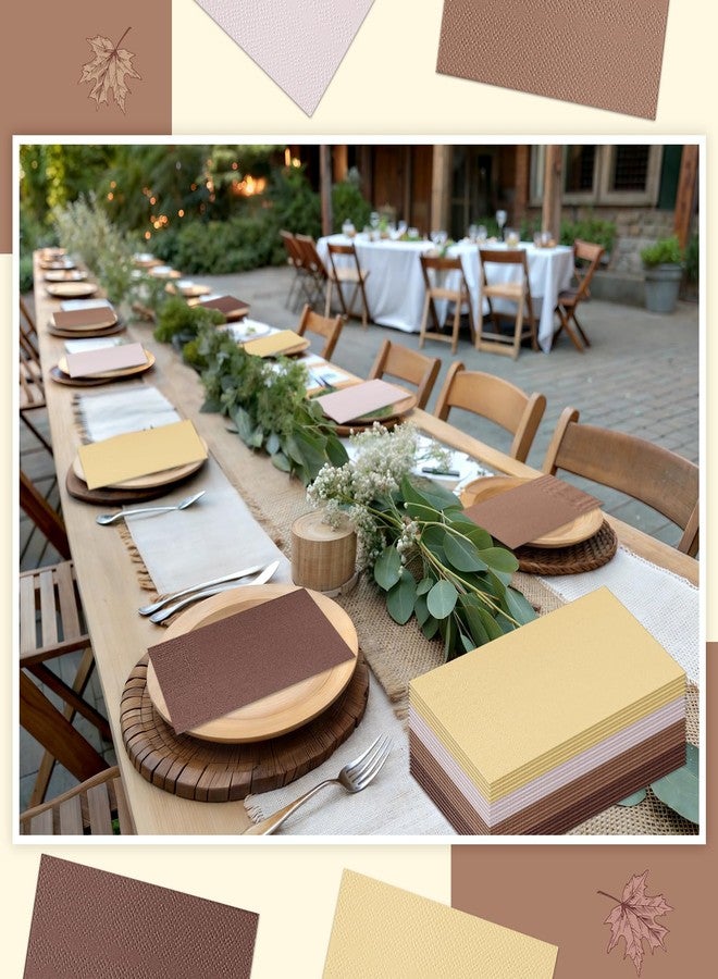 تيلينغ تيلينج 100 قطعة من مناديل ورقية للاستخدام مرة واحدة لعيد الشكر، مناديل عشاء خريفية، مناشف يد خريفية للمنزل والحمام والمطبخ ولوازم حفلات العطلات وديكورات أدوات المائدة (ذهبي، بيج، بني، كاكي) - Image 4