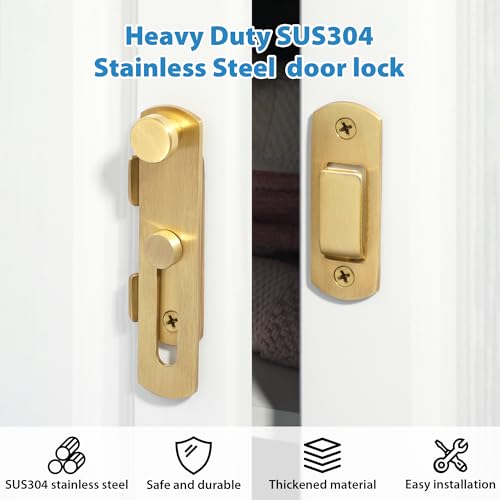 Alise 4 inch Flip Latch Gate Latches Safety Door Lock for Barn Wood Fence Sliding French DoorsHeavy Duty SUS304 Stainless Steel Gate Hardware Gold FinishMS9500G - Image 3