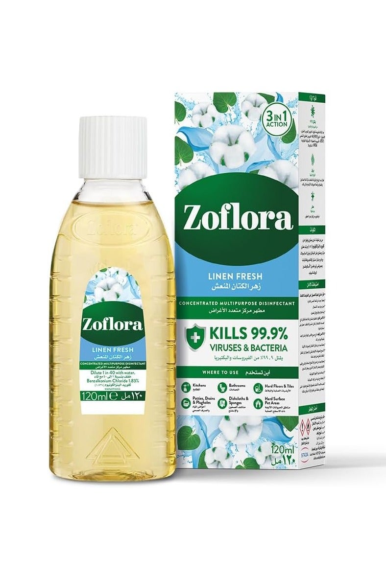 Zoflora Concentrated multi-purpose disinfectant with linen fresh scent, 120 ml - Image 1