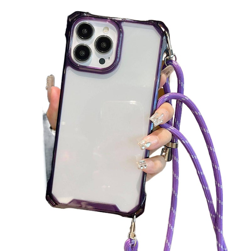 غطاء واقي | حماية من السقوط | بنفسجي سيليكون | مقاوم للصدمات لـ iPhone 14 / 14 Plus / 14 Pro / 14 Pro Max | حبل تعليق - Image 1