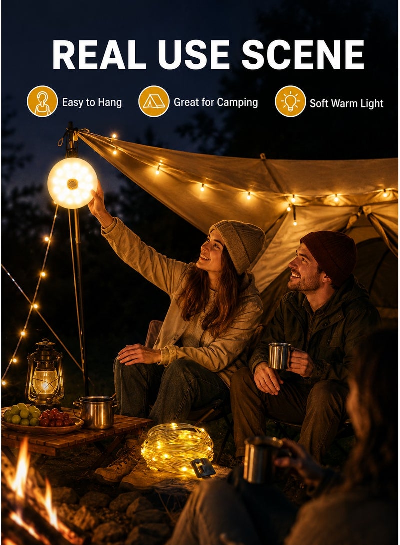 general Solar Camping String Lights, Quick Storage Rechargeable Tent Lights with 9 Lighting Modes, Portable Camping Fairy Lights Waterproof for Outdoor Patio Garden Party Decorations - Image 4