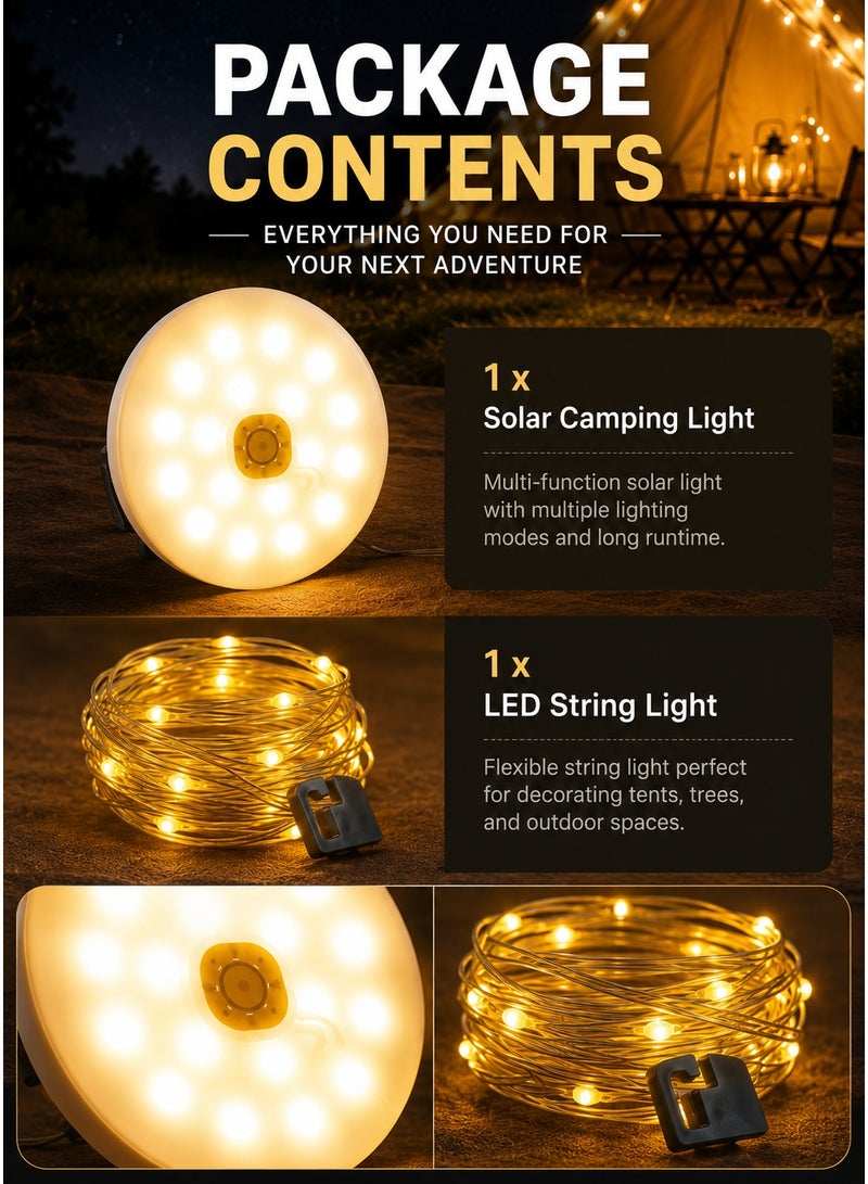 general Solar Camping String Lights, Quick Storage Rechargeable Tent Lights with 9 Lighting Modes, Portable Camping Fairy Lights Waterproof for Outdoor Patio Garden Party Decorations - Image 3
