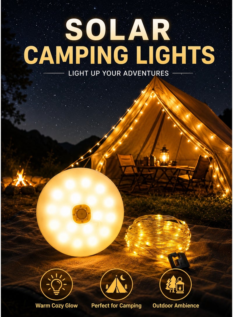 general Solar Camping String Lights, Quick Storage Rechargeable Tent Lights with 9 Lighting Modes, Portable Camping Fairy Lights Waterproof for Outdoor Patio Garden Party Decorations - Image 1
