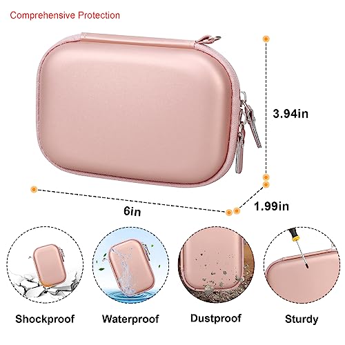 Elonbo Carrying Case for KODAK Printomatic Full-Color Instant Print Digital Camera, Portable Mini Photo Printer Hard Travel Bag, Picture Printer Storage Holder, Mesh Bag Fits Photo Paper, Rose Gold - Image 3