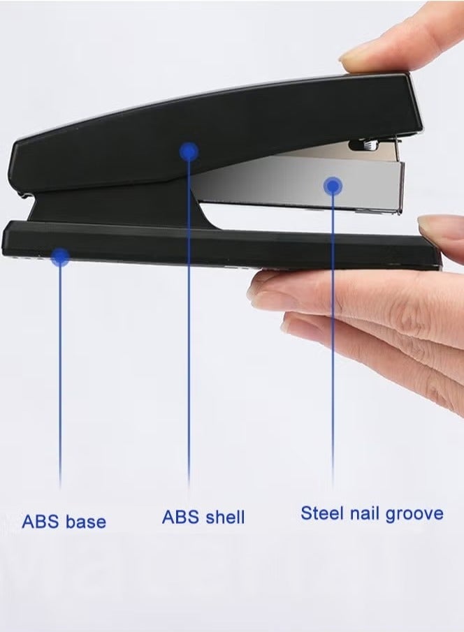 ديلي تتضمن مجموعة دباسة المكتب دباسة ومزيل دبابيس وحزام 640 قطعة دبابيس قياسية 24/6 سعة 1-25 صفحة دباسة يدوية صغيرة مناسبة لطلاب المدارس المكتبية مجموعة ثلاثة في واحد باللون الأسود - Image 2