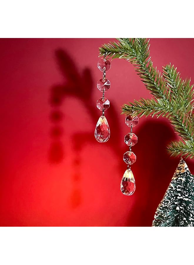 إيروريكس زينة شجرة الكريستال 30 قطعة من بلورات الأكريليك الشفافة المعلقة لقطع المركزية ثريا على شكل دمعة خرز لحفلات الزفاف والديكور المنزلي - Image 2