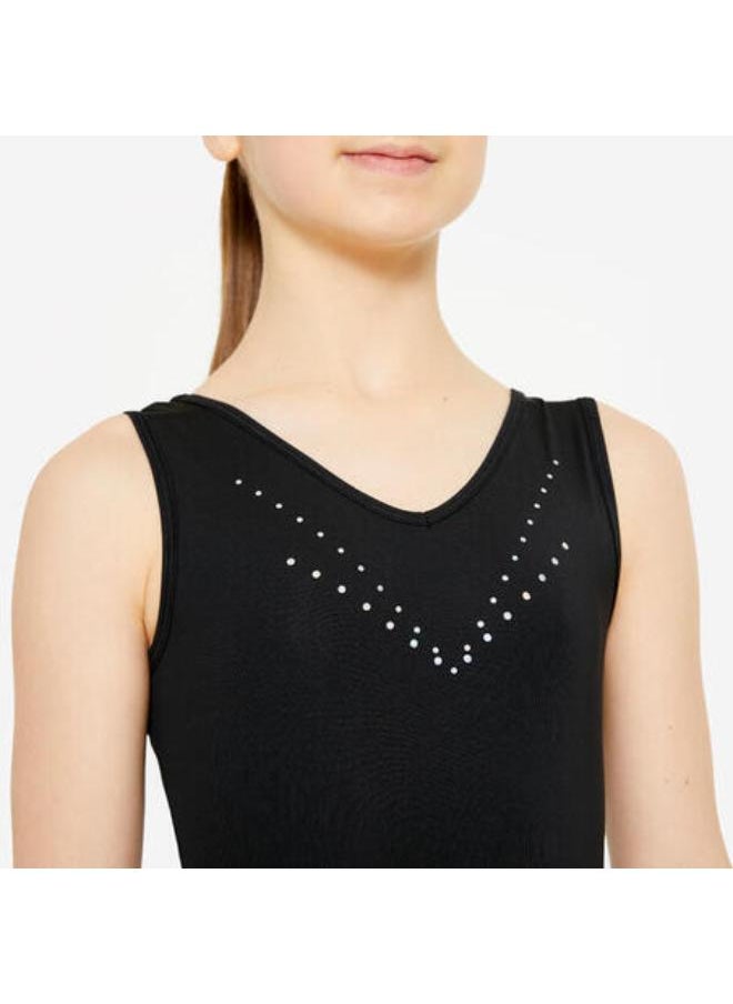 Domyos Girls' Basic Sleeveless Gym Leotard - Black  - Image 3