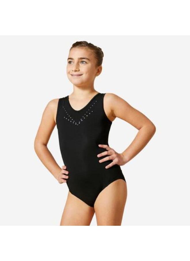 Domyos Girls' Basic Sleeveless Gym Leotard - Black  - Image 1
