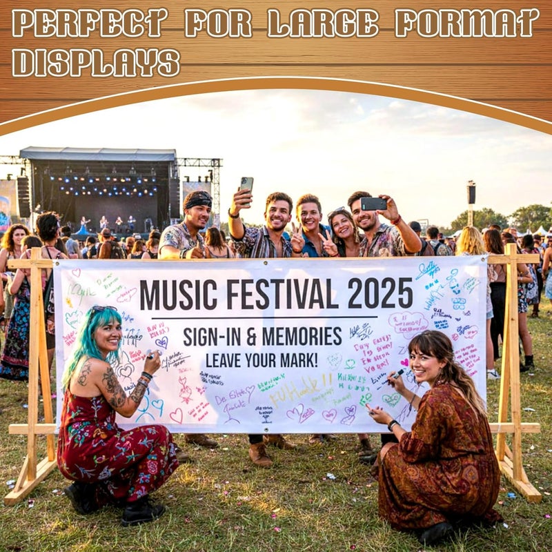 Zonon Large Blank Banners And Signs Polyester Oxford Cloth Sublimation Banner To Decorate With Hanging Rope For Indoor Wall Outdoor Easy to Hang DIY Signs For Business Office (White,2 x 8 Feet) - Image 3