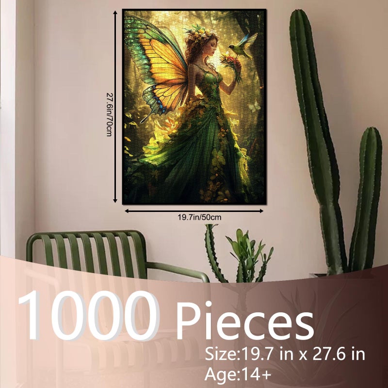 Aihonmin Angels in Forest Jigsaw Puzzles for Adults 1000 Pieces Magical Glistening Fairy DIY Puzzles for Challenging Family Activity Games Home Wall Decor Art Craft Unique Gifts 20x27 Inches - Image 2