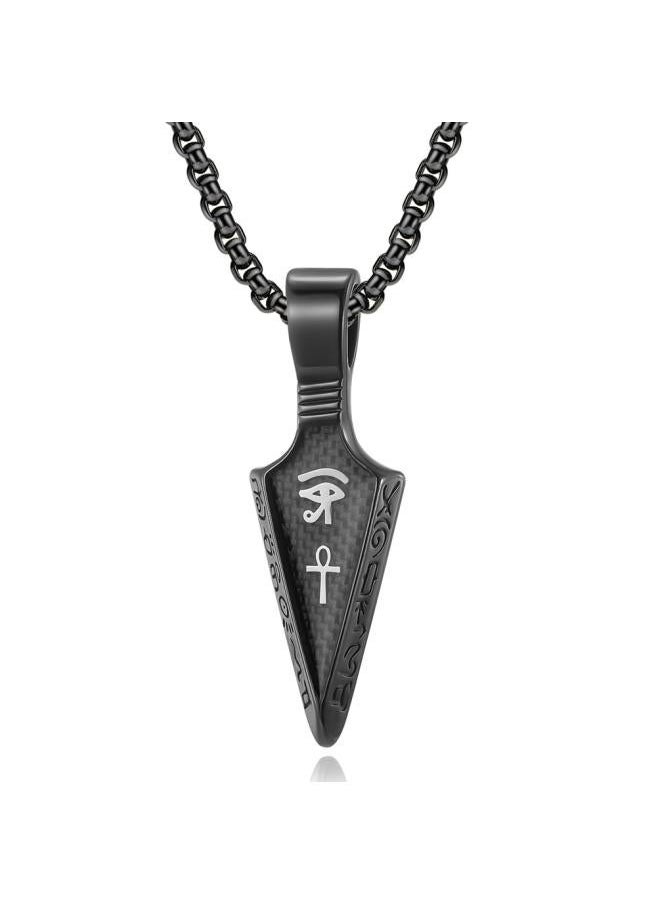 نيبمينينت Jewelry Horus Eye Anka Spearhead Stainless Steel Necklace Carbon Fiber Titanium Pendant 
