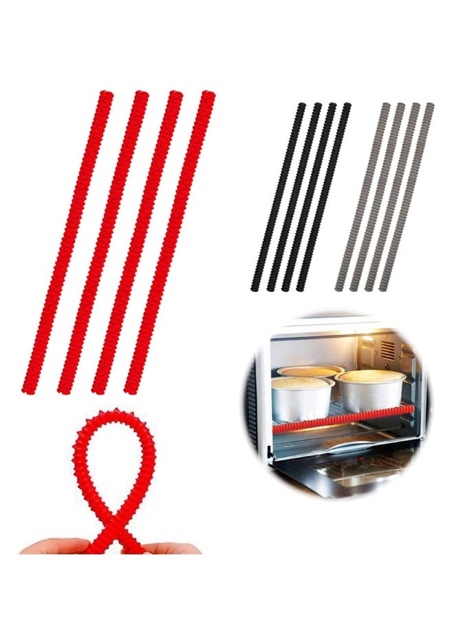 حماة رف الفرن، عبوة 4 قطع من السيليكون المقاوم للحرارة، غطاء حافة رف الفرن بطول 14 بوصة، واقي ضد الحروق والندوب شريط ساخن (أحمر) - Image 1