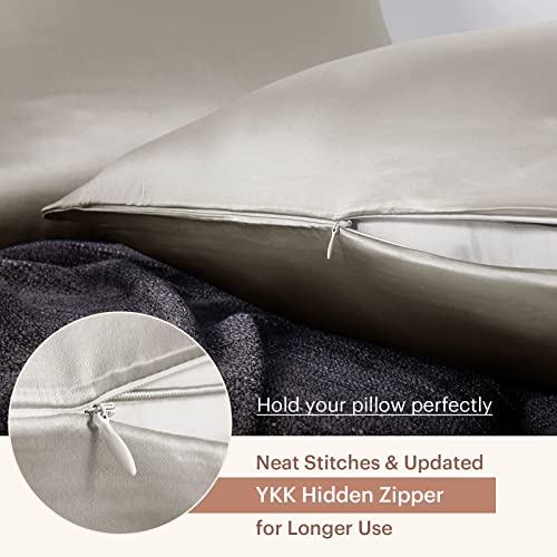 LILYSILK Silk Pillowcase for Hair and Skin King-100% Mulberry Silk 19 Momme Both Sides Silk Bed Pillow Cover with Hidden Zipper, 1 Pc (King Size 20''x36'', Silvergray) - Image 3