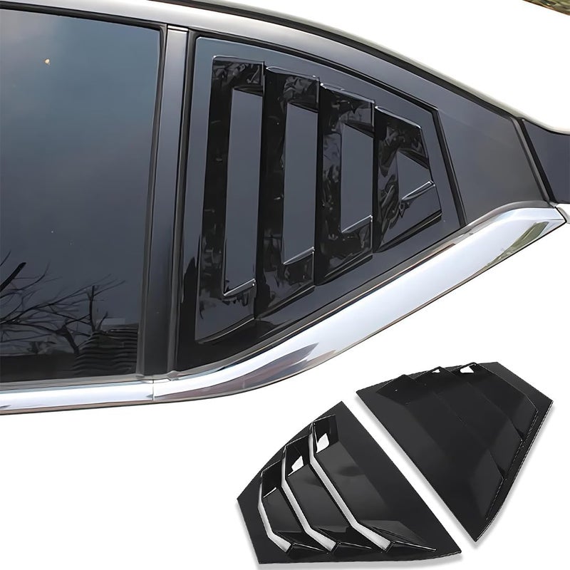 MUXEE 2Pcs Rear Side Window Louvers Air Vent Scoop Shades Cover for Nissan Sentra Sylphy 2020-2025 - ABS Bright Black - Image 1
