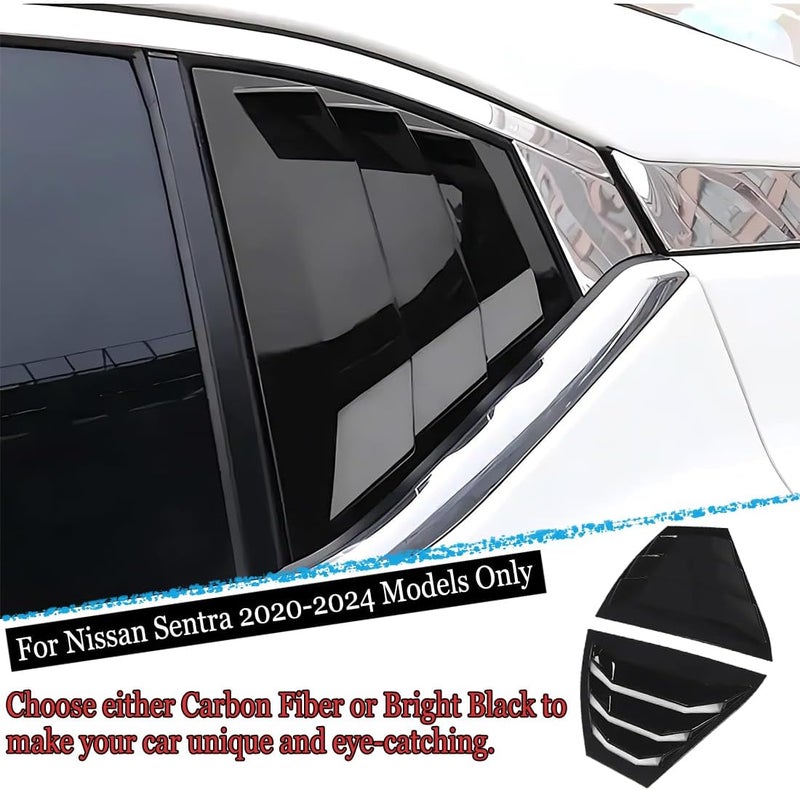 MUXEE 2Pcs Rear Side Window Louvers Air Vent Scoop Shades Cover for Nissan Sentra Sylphy 2020-2025 - ABS Bright Black - Image 4