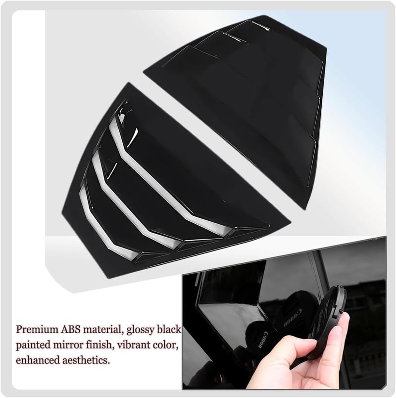 MUXEE 2Pcs Rear Side Window Louvers Air Vent Scoop Shades Cover for Nissan Sentra Sylphy 2020-2025 - ABS Bright Black - Image 5
