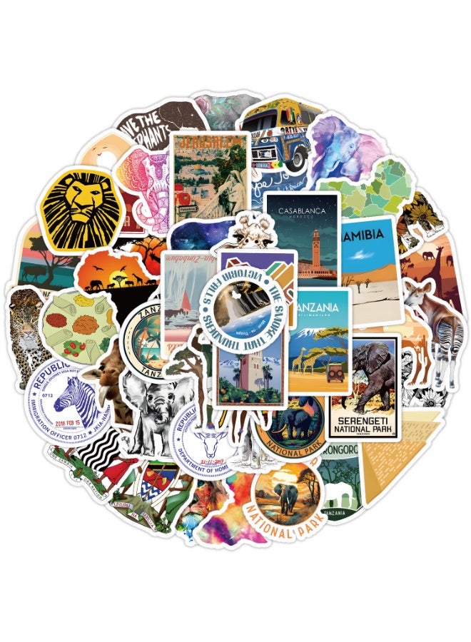 قوس قزح أورينبو 50 قطعة من ملصقات السفر الأفريقية كيب تاون ذات الطابع الأفريقي للمجلات والكمبيوتر المحمول ودفاتر القصاصات والأمتعة - Image 1