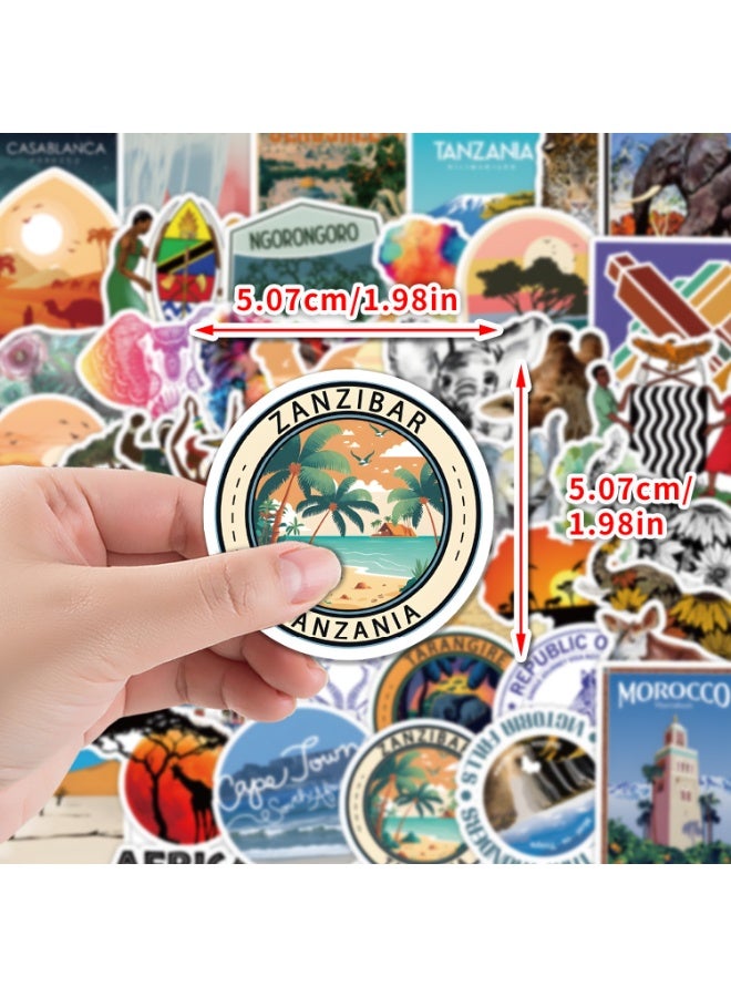 قوس قزح أورينبو 50 قطعة من ملصقات السفر الأفريقية كيب تاون ذات الطابع الأفريقي للمجلات والكمبيوتر المحمول ودفاتر القصاصات والأمتعة - Image 4