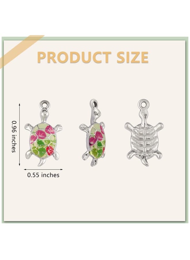 COGCHARGER - 28 Pieces Mixed Colors Turtle Charms Pendant Alloy Turtle Charm Ocean Animal Pendant for Jewelry Necklace Earring Making Crafts - Image 1