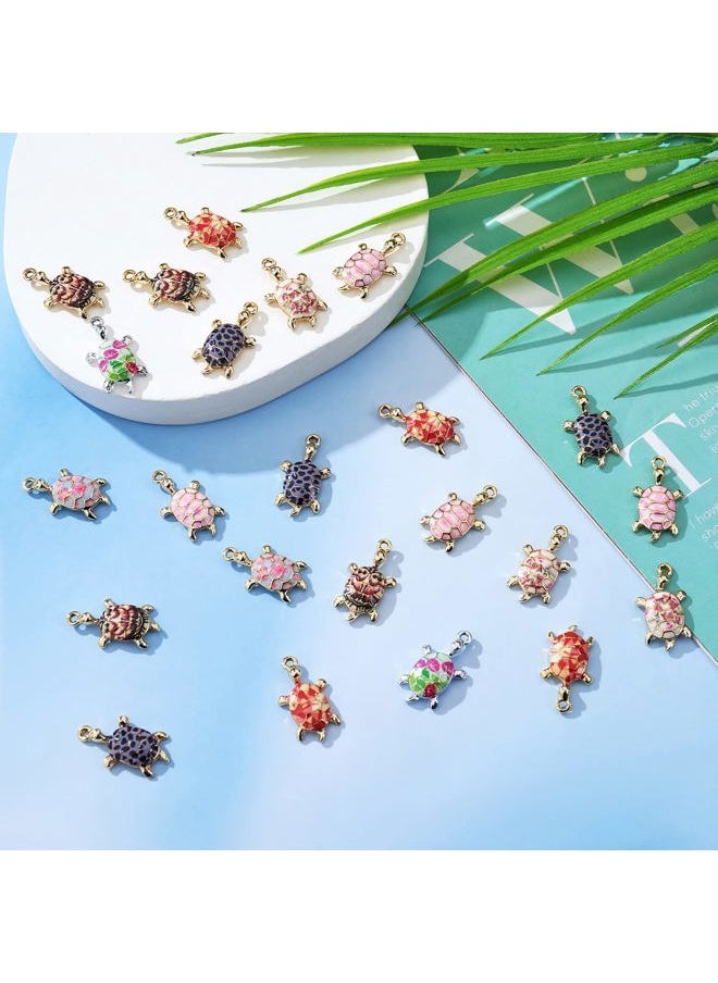 COGCHARGER - 28 Pieces Mixed Colors Turtle Charms Pendant Alloy Turtle Charm Ocean Animal Pendant for Jewelry Necklace Earring Making Crafts - Image 1