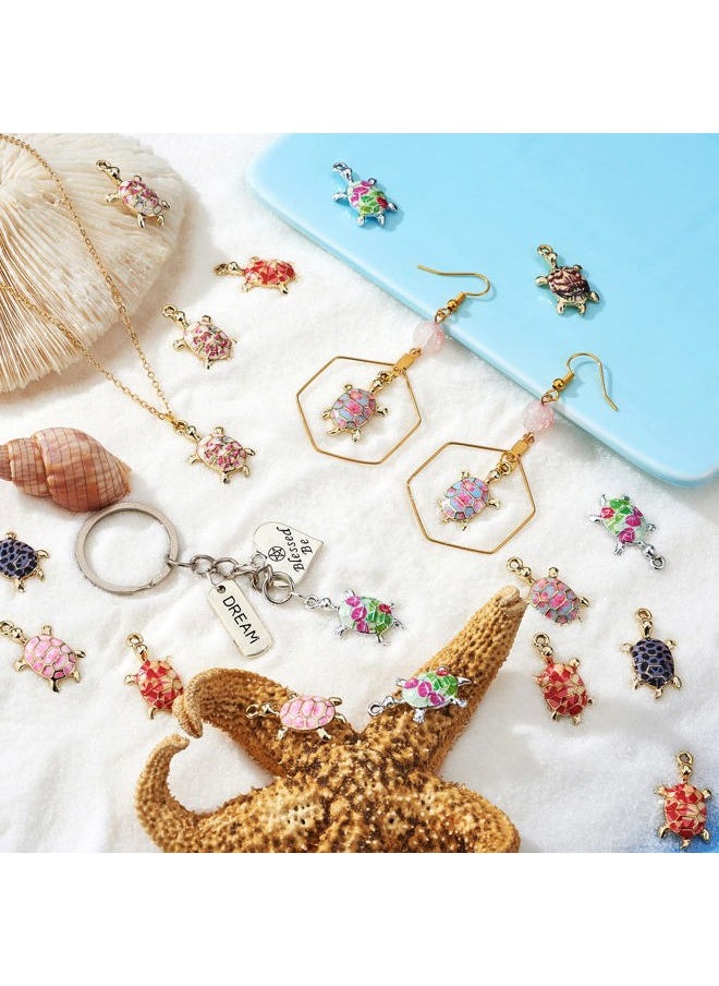 COGCHARGER - 28 Pieces Mixed Colors Turtle Charms Pendant Alloy Turtle Charm Ocean Animal Pendant for Jewelry Necklace Earring Making Crafts - Image 1