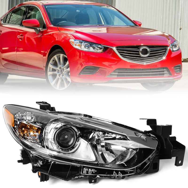 Huray Halogen Headlight Assembly for Mazda 6 2014 2015 2016 2017 RH Projector Headlamp wBulbs OE Factory Replacement for MA2519160 Right Passenger Side