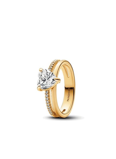Pandora double ring heart ring
