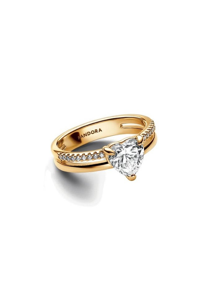 Pandora double ring heart ring