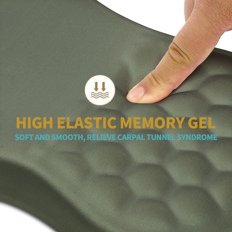 Hokafenle Ergonomic Mouse Pad Wrist Support with Massage Design, Wrist Rest Pain Relief Mousepad with Memory Foam&Non-Slip PU Base, Mouse Pads for Wireless Mouse & Desk (12x8 inch,Olive Green) - Image 3