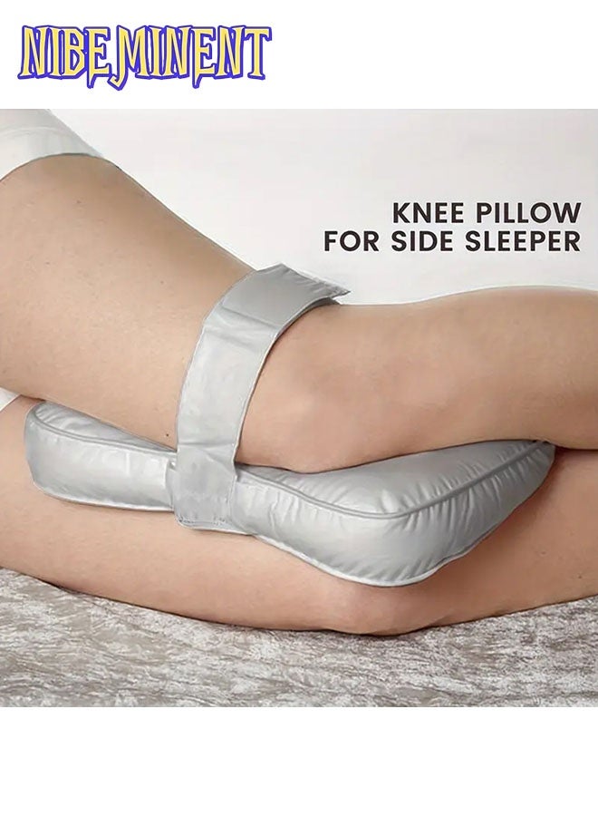 NIBEMINENT Ergonomic Knee Pillow for Side & Back Sleepers - Between Leg & Under Knee Support Pillow with Polyester, Machine Washable, White - Spinal Alignment & Pressure for Better Sleep, Side Sleeper Pillow, Contoured Design, Soft Fabric, Healthconscious Users  - Image 1