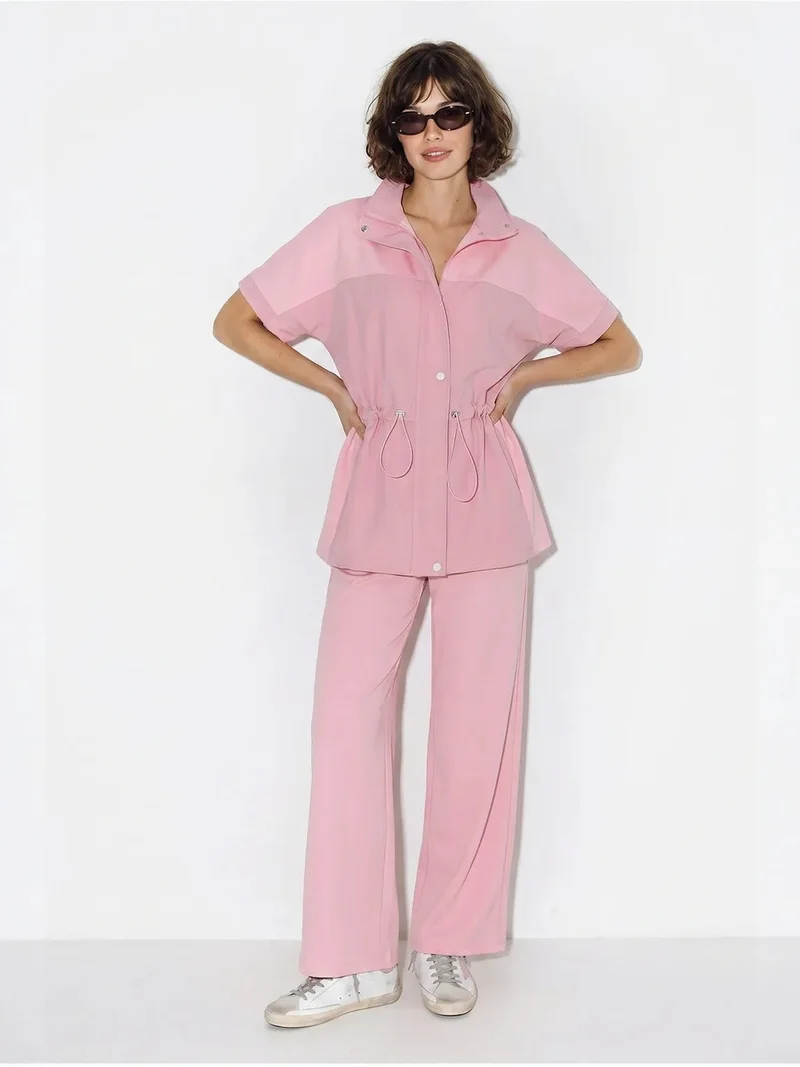 بيانكو لوتشي LUCCI Solid Wide-leg Cardigan And Trouser Set