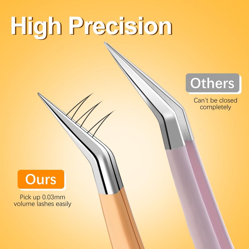 MORGLES 5pcs Eyelash Extension Tweezers High Precision, Straight and Curved Volume Lash Tweezers for Extensions, Crafting, Girls Women Beginners - Image 2