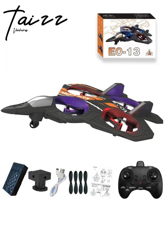 Taizz Ventures - RC Airplane 2.4GHz Radio Remote Control, Fighter Glider Jet Style, with Altitude Hold, LED Lights, , Easy to Fly, Outdoor Flying Toy for Beginners and Kids - Multicolour - Image 1
