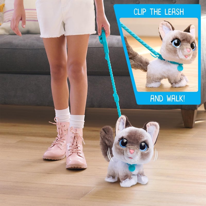 فور ريل لعبة Wag-A-Lots Kitty التفاعلية، قطة بلاستيكية تمشي بطول 8 بوصات مع أصوات، ألعاب أطفال للأعمار من 4 سنوات فما فوق من Just Play - Image 2