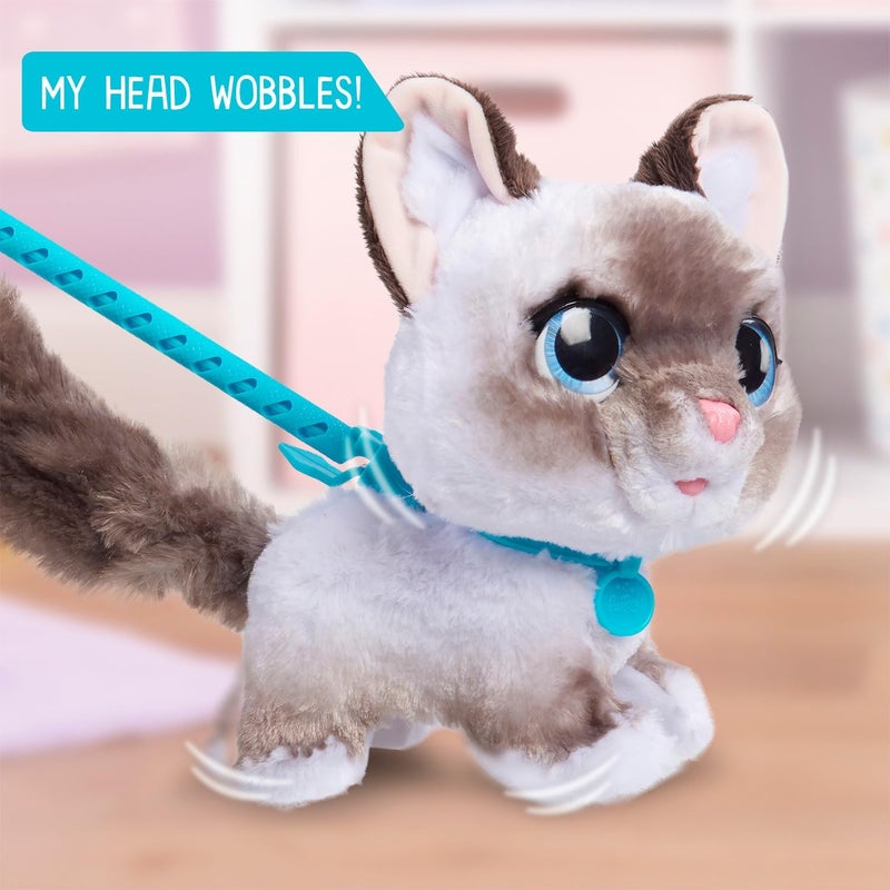 فور ريل لعبة Wag-A-Lots Kitty التفاعلية، قطة بلاستيكية تمشي بطول 8 بوصات مع أصوات، ألعاب أطفال للأعمار من 4 سنوات فما فوق من Just Play - Image 4