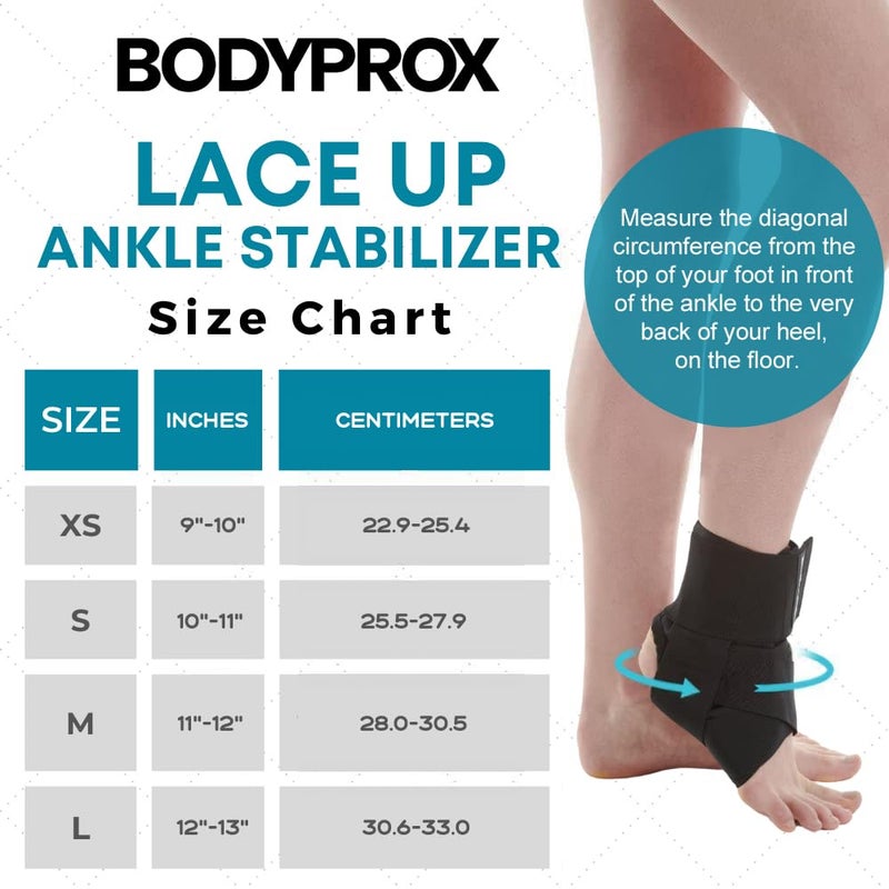 Bodyprox Ankle Brace for Women and Men, Lace Up Ankle Support Brace Stabilizer For Sprained Ankle (X-Small) - Image 2