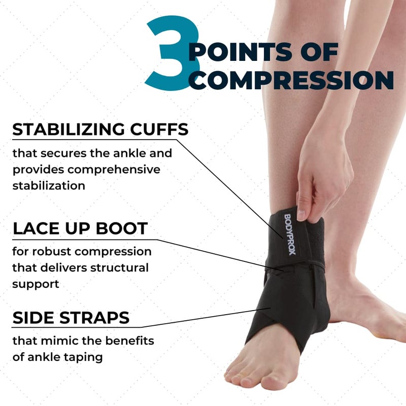 Bodyprox Ankle Brace for Women and Men, Lace Up Ankle Support Brace Stabilizer For Sprained Ankle (X-Small) - Image 3