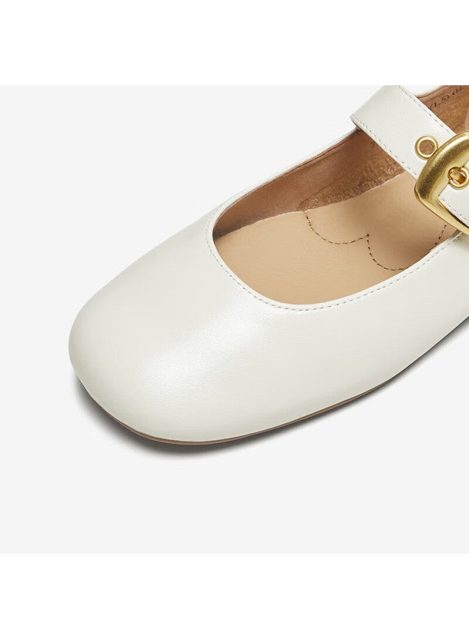 Tata Rhapsody Women's Autumn Mary Jane Lambskin Shoes Off-white Aq6 Size 34 - Image 4