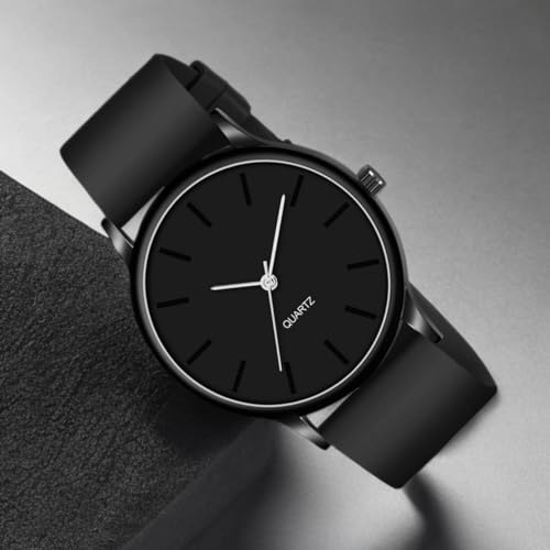 Acnos Black Colour Dial with Softest Silicone Black Colors Strap Analog Wrist Watch for Men Boys - Image 4