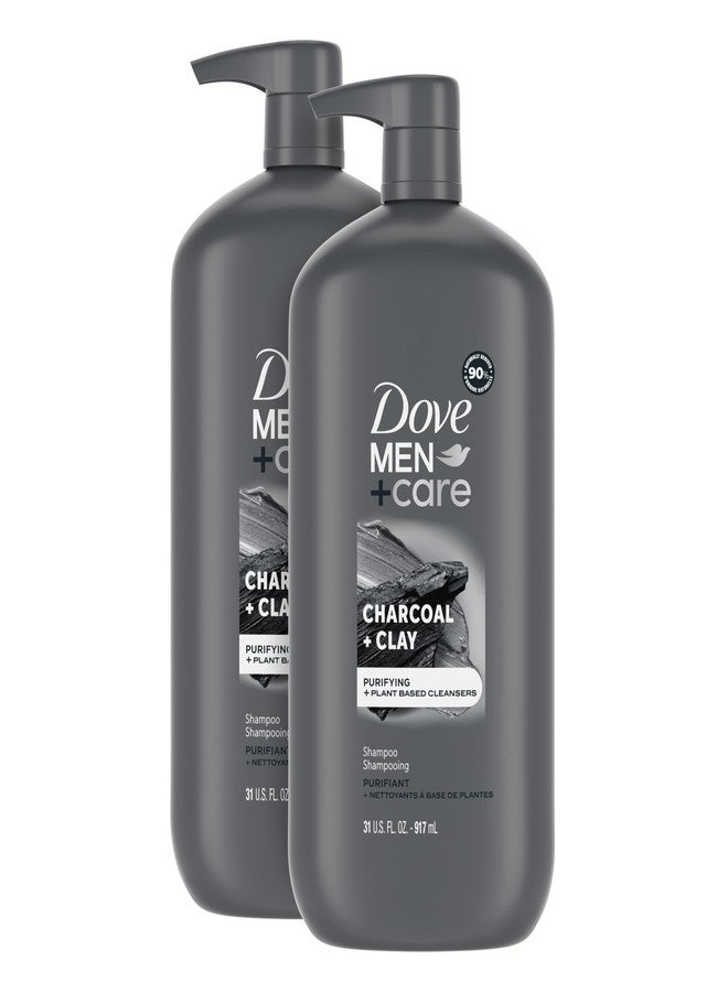 Dove Men+Care DOVE MEN + CARE Purifying Shampoo Charcoal + Clay 2 Pk for Stronger, More Resilient Hair, with Plant-Based Cleansers, 31 oz - Image 1