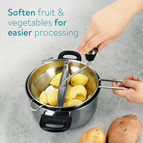 Navaris Food Mill - Stainless Steel Food Mill 1.26-Quart with Hand Crank and 3 Grinding Discs - Grind & Puree Tomato Sauce, Mashed Potatoes - or for Canning Applesauce - Image 2