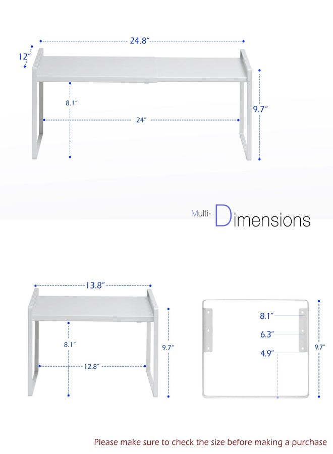 Nxconsu Cabinet Shelf Expandable Height Adjustable Shelf Organizer Riser for Kitchen Cabinet Pantry Cupboard Under Sink Countertop Organization Storage Space Saver Stackable Heavy Duty Metal White XXL - Image 2