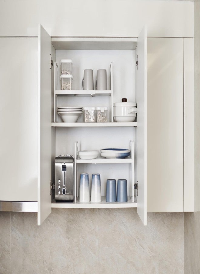 Nxconsu Cabinet Shelf Expandable Height Adjustable Shelf Organizer Riser for Kitchen Cabinet Pantry Cupboard Under Sink Countertop Organization Storage Space Saver Stackable Heavy Duty Metal White XXL - Image 5