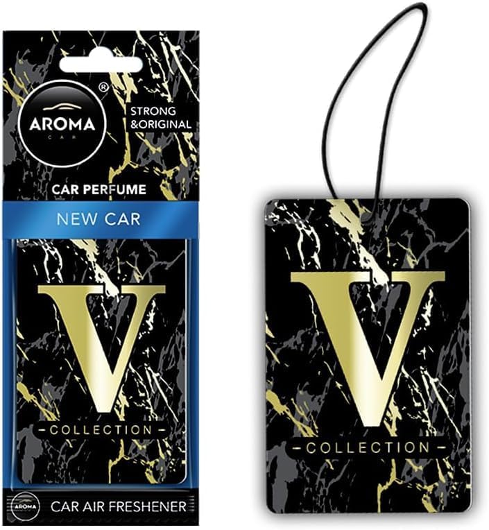 أروما معطر جو فاخر للسيارة من أروما - بطاقة معلقة من مجموعة V Prestige، رائحة قوية تدوم طويلاً، مزيل للروائح الكريهة للسيارة والمنزل والمكتب - Image 1